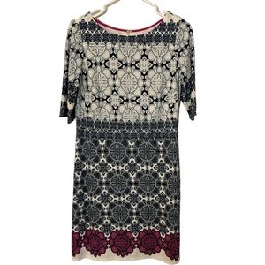 Eliza J patterned 3/4 sleeve shift dress size 8